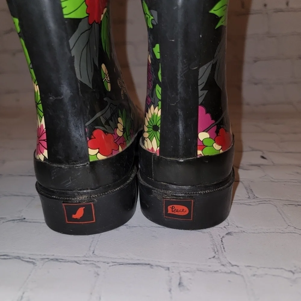 Sakroots Floral Knee High Rubber Rain Boots Size 6